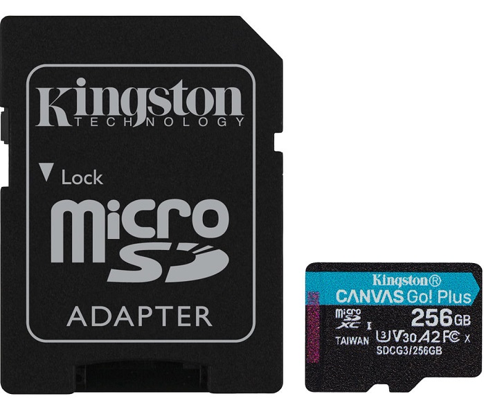 Carto Memria Kingston Canvas Go! Plus C10 UHS-I U3 V30 A2 microSDXC 256GB + Adaptador SD 1